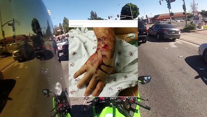 Ce motard va percuter une voiture de face à 130 kmh !