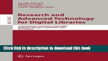 Read Research and Advanced Technology for Digital Libraries: 11th European Conference, ECDL 2007,