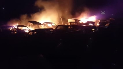 Hurda Araç Deposunda Yangın