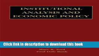 Read Institutional Analysis and Economic Policy Ebook Free