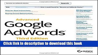 Read Advanced Google AdWords  Ebook Free