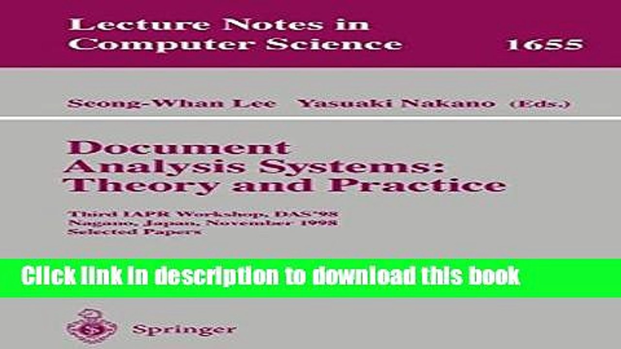 Read Document Analysis Systems: Theory and Practice: Third IAPR Workshop, DAS 98, Nagano, Japan,