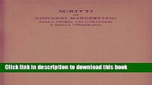 Read Scritti di Giovanni Mardersteig sulla storia dei caratteri e della tipografia (Documenti