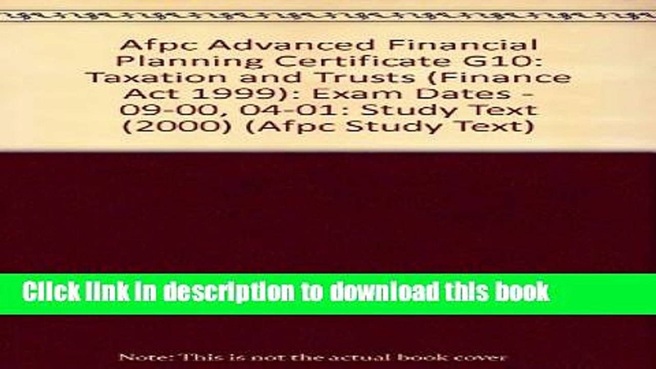 [PDF]  Afpc Advanced Financial Planning Certificate G10: Taxation and Trusts (Finance Act 1999):