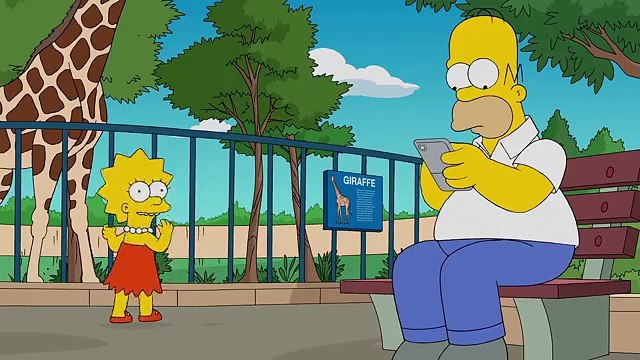Homer Simpson joue à Pokémon Go au zoo