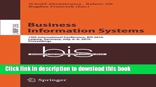 [PDF] Business Information Systems: 19th International Conference, BIS 2016, Leipzig, Germany,