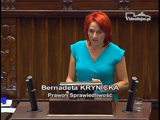 Poseł Bernadeta Krynicka - Wystąpienie z dnia 05 lipca 2016 roku.