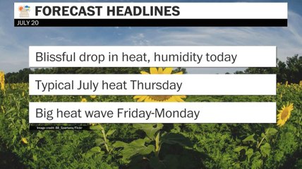 Blissful drop in heat, humidity today