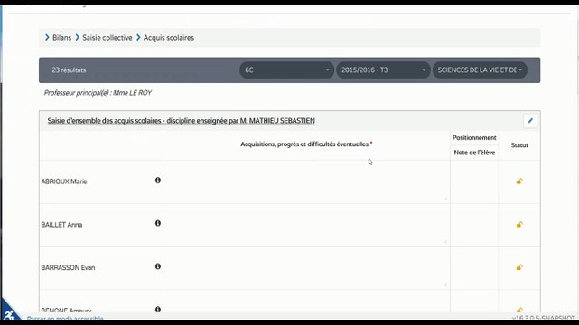 Saisie collective des acquis