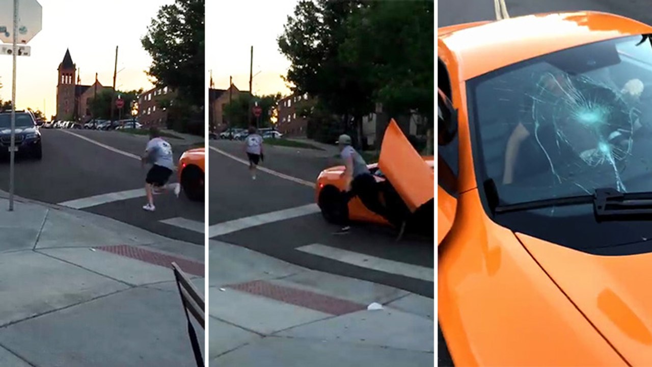 Un skateur casse le pare-brise d'une McLaren