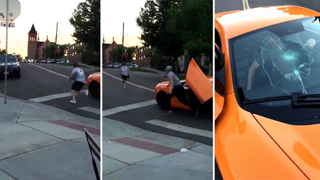 Un skateur casse le pare-brise d'une McLaren