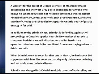 Criminal charges pending against Ontario raw milk advocates