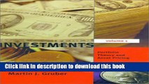 [PDF] Investments, Vol. 1: Portfolio Theory and Asset Pricing Read Full Ebook