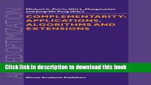 Read Complementarity: Applications, Algorithms and Extensions (Applied Optimization)  Ebook Free
