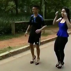 Heels to go play soccer skills with beautiful girl