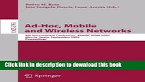 Download Ad-Hoc, Mobile and Wireless Networks: 8th International Conference, ADHOC-NOW 2009,