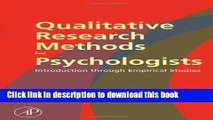 [PDF] Qualitative Research Methods for Psychologists: Introduction through Empirical Studies
