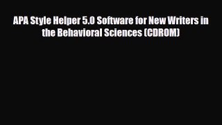 Download APA Style Helper 5.0 Software for New Writers in the Behavioral Sciences (CDROM) PDF