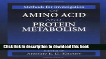 PDF Methods for Investigation of Amino Acid and Protein Metabolism  EBook