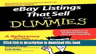 Read eBay Listings That Sell For Dummies by Marsha Collier (2006-05-01) PDF Free