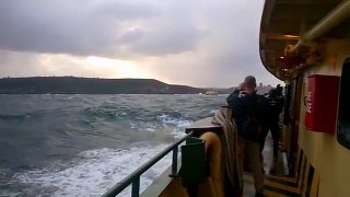 Rough day with big waves on Manly Ferry from Sydney Australia 22/05/2015