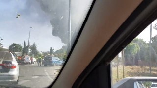 Fuego en la fabrica de Mayonesa Ibarra en Dos Hermanas, Sevilla. España.