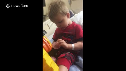 Drowsy toddler loses the plot after being given medicine before surgery