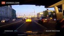 Biker Hits Taxi Then Takes It Out On Taxi Driver