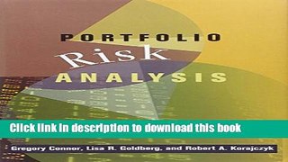Read Books Portfolio Risk Analysis E-Book Free