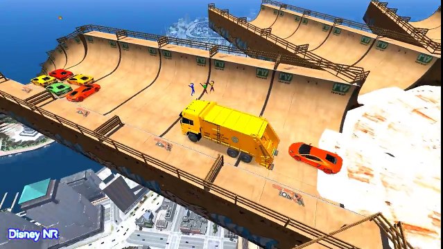 Color Spiderman Cartoon and Garbage Trucks Cars with Nursery Rhymes Song