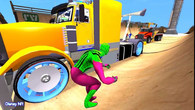 Drump Trucks Cars with Colors Spiderman Cars Cartoon for Kids and Nursery Rhymes Songs