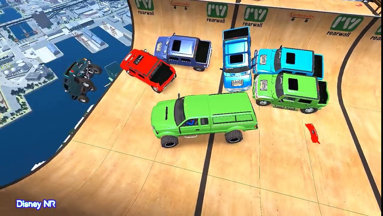 Spiderman and Color Offroad Cars Cartoon with Nursery Rhymes Songs for KIds