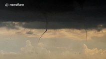 Rare twin tornadoes touch down in Manitoba, Canada