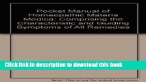 Read Pocket Manual of Homeopathic Materia Medica: Comprising the Characteristic and Guiding