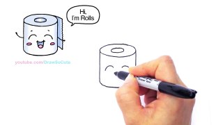 How to Draw Poop Emoji Easy - Funny Cartoon Cute Poop and Toilet Paper Roll