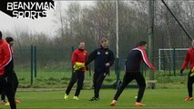 Wayne Rooney Nutmegs Jose Morinho During Manchester United Training