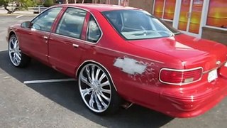Red 96 Chevy Caprice on 26's / Johns Restoration