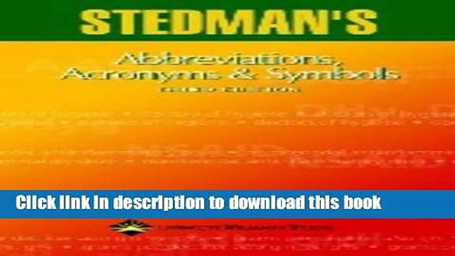 [PDF] Stedman s Abbrev: Abbreviations, Acronyms Symbols (Stedman s Wordbooks) [Read] Online
