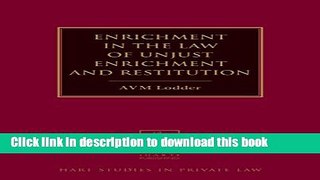 [PDF]  Enrichment in the Law of Unjust Enrichment and Restitution (Hart Studies in Private Law)
