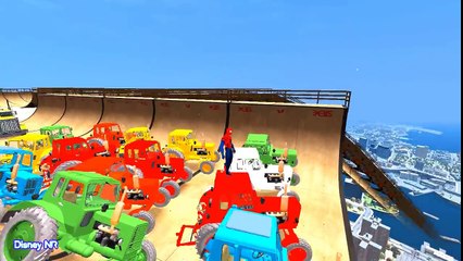 Spiderman Cars Cartoon on Tractor for Kids and Nursery Rhymes Songs