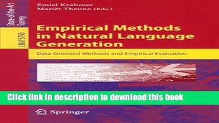 Read Empirical Methods in Natural Language Generation: Data-oriented Methods and Empirical