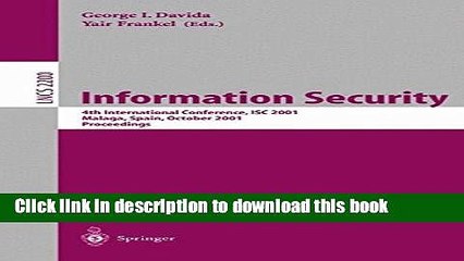 Download Information Security: 4th International Conference, ISC 2001 Malaga, Spain, October 1-3,