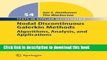 Read Nodal Discontinuous Galerkin Methods: Algorithms, Analysis, and Applications (Texts in