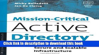 Read Mission-Critical Active Directory: Architecting a Secure and Scalable Infrastructure (HP