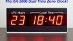 LED Dual Time Zone Wall Clock | 24 Hour Military UTC Zulu Clock