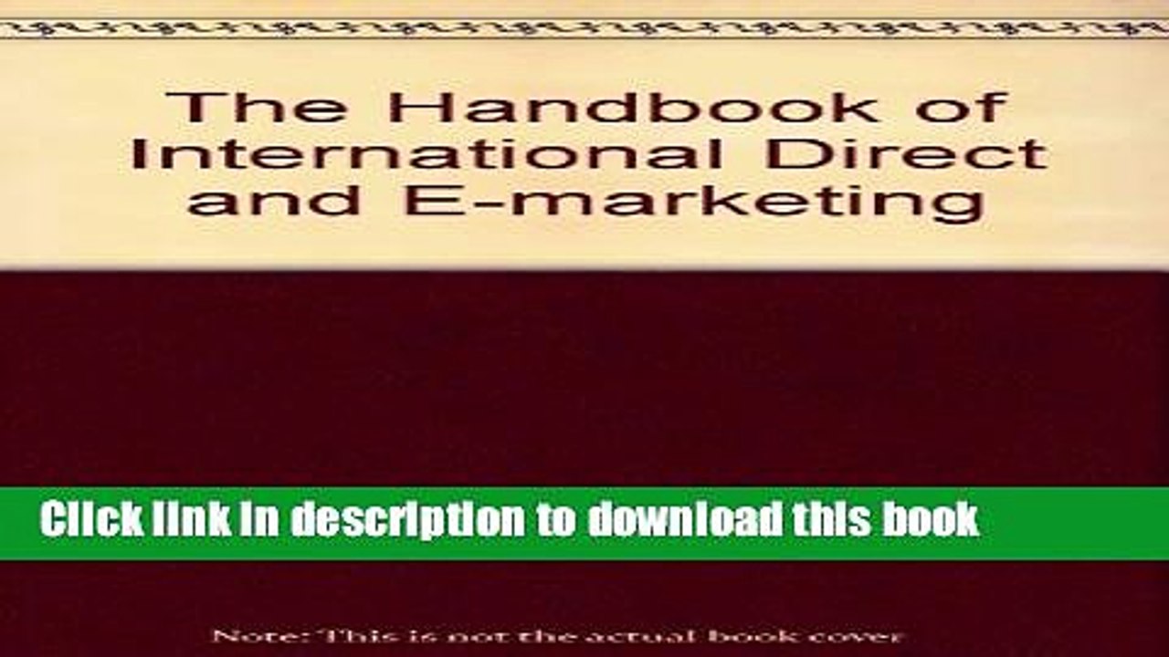 Read Handbook of International Direct and E-Marketing Ebook Free