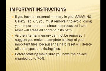 Hard Reset SAMSUNG Galaxy Tab 7.7