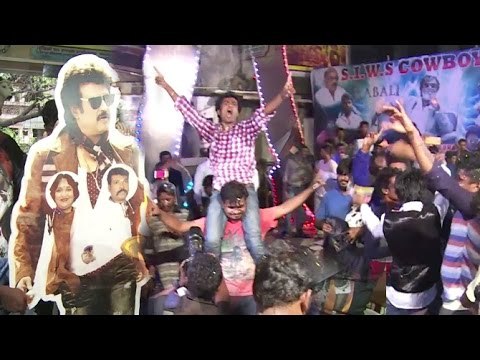 Rajnikant's Fans Go CRAZY & Celebrate Release Of Kabali Movie 2016 In Theatres