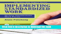Read Implementing Standardized Work: Writing Standardized Work Forms (One Day Expert) PDF Online