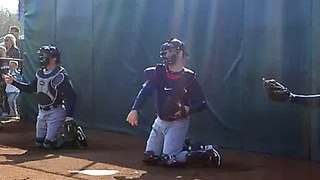 Joe Mauer catching at Spring Training practice 2/25/10